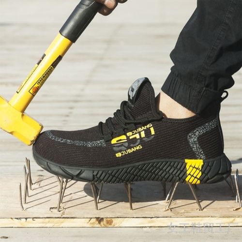 Cross-Border New Arrival Flying Woven Labor Protection Shoes Men‘s Breathable Anti-Smashing and Anti-Stab Safety Shoes Construction Site Protection Welding Labor Protection Shoes