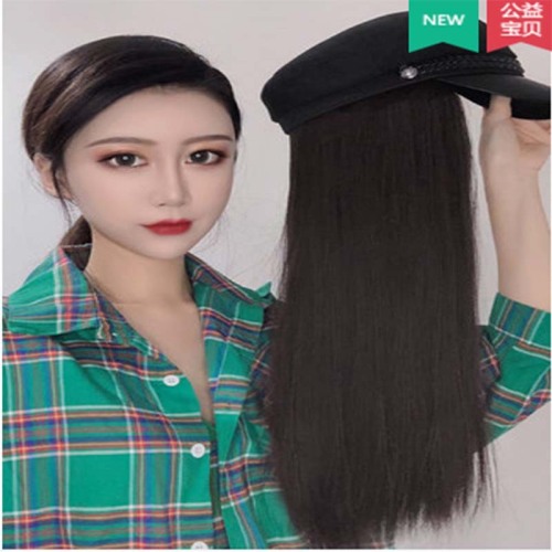 wig female long hair online celebrity navy hat wig one female fashion long curly hair big wave natural full head cover