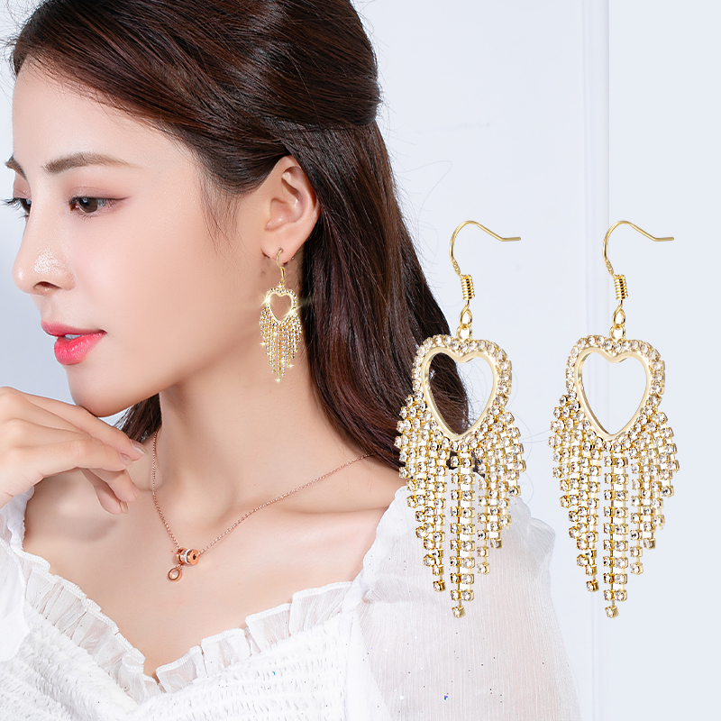 韩版流苏气质耳环网红锆石耳坠厂家直销批发耳环新款猫眼玫瑰耳环