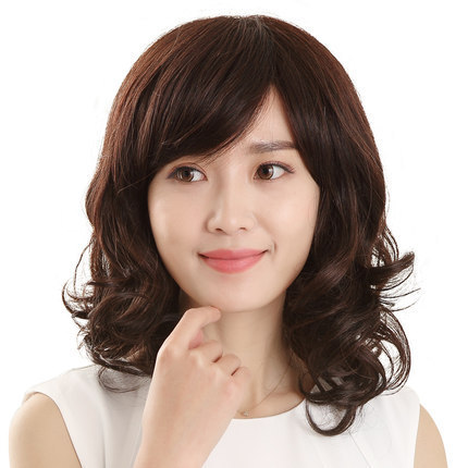 Wig Female Long Curly Hair Big Wave Cute Fluffy Full-Head Wig Type Middle-Aged and Elderly Real Human Hair Silk Screen Red Realistic Hair Cover