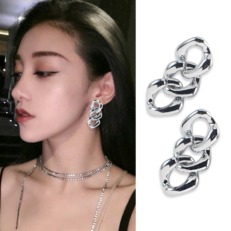 韩版夸张金色耳钉大东门链条耳环圈圈耳坠耳饰厂家直销批发耳环