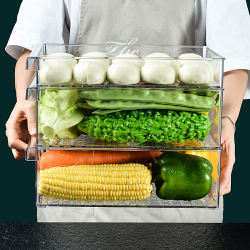 Refrigerator Storage Box Hanging Drawer Crisper Transparent Rectangular Egg Box Fruit and Vegetable Frozen Storage Box
