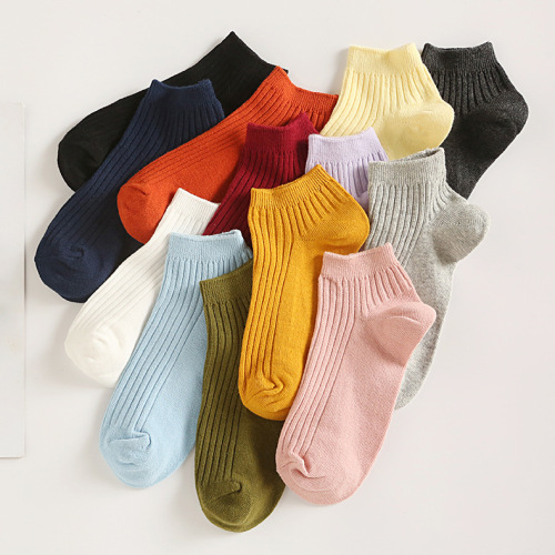 Spring and Summer New Candy Color Double Needle Women‘s Low-Cut Liners Socks Cotton Breathable Socks Female in Stock Wholesale