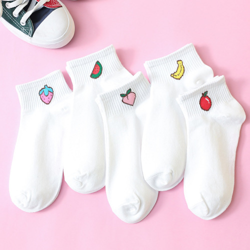 Spring and Summer Socks Women‘s Fresh Cotton Socks Fruit Women‘s Low-Cut Liners Socks College Style Short Socks Wholesale Factory