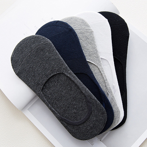 popular men‘s low cut invisible boat socks summer silicone non-slip socks solid color all-match men‘s socks wholesale