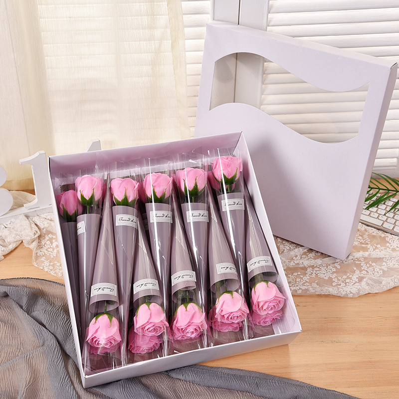 外贸货源单支仿真玫瑰花圣诞节女士礼品节日促销永生花束厂家批发