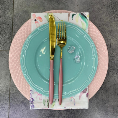 ceramic dinner plate dessert plate soup plate with color blue yellow pink 3color can choose