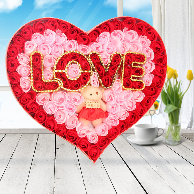 创意情人节礼物送女友闺蜜LOVE香皂花礼盒婚庆回礼节庆用品