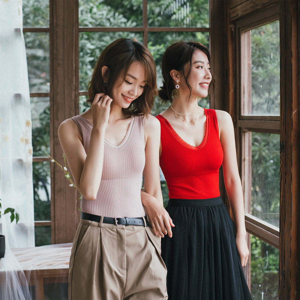 2019秋冬毛圈发热背心 海绵胸垫保暖女上衣打底衫内衣厂家