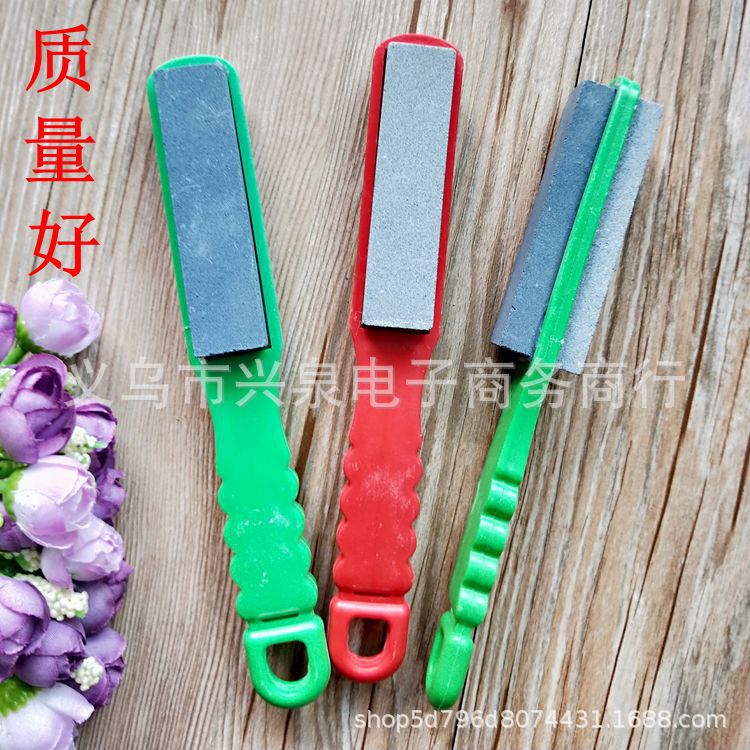 塑料把磨刀石多功能磨刀刷 双面油石 磨刀器一元两元批发