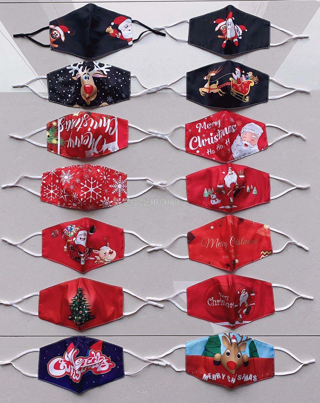 棉口罩跨境冬季口罩圣诞口罩纯棉口罩成人儿童口罩可水洗工厂直销