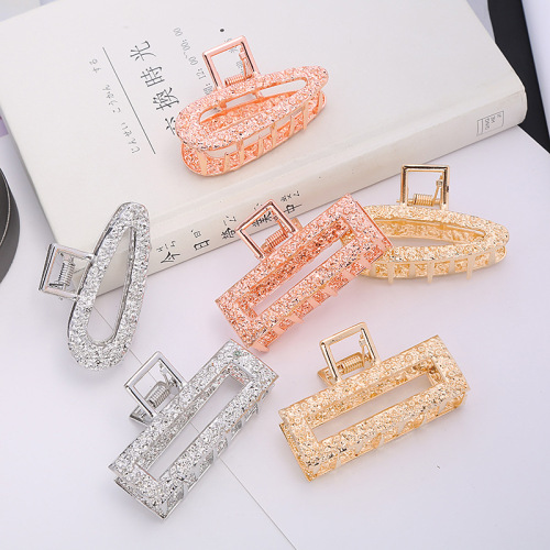 Cross-Border Jewelry Wholesale Personalized Simple Geometric Metal Gripper Top Clip Retro Texture Hairpin