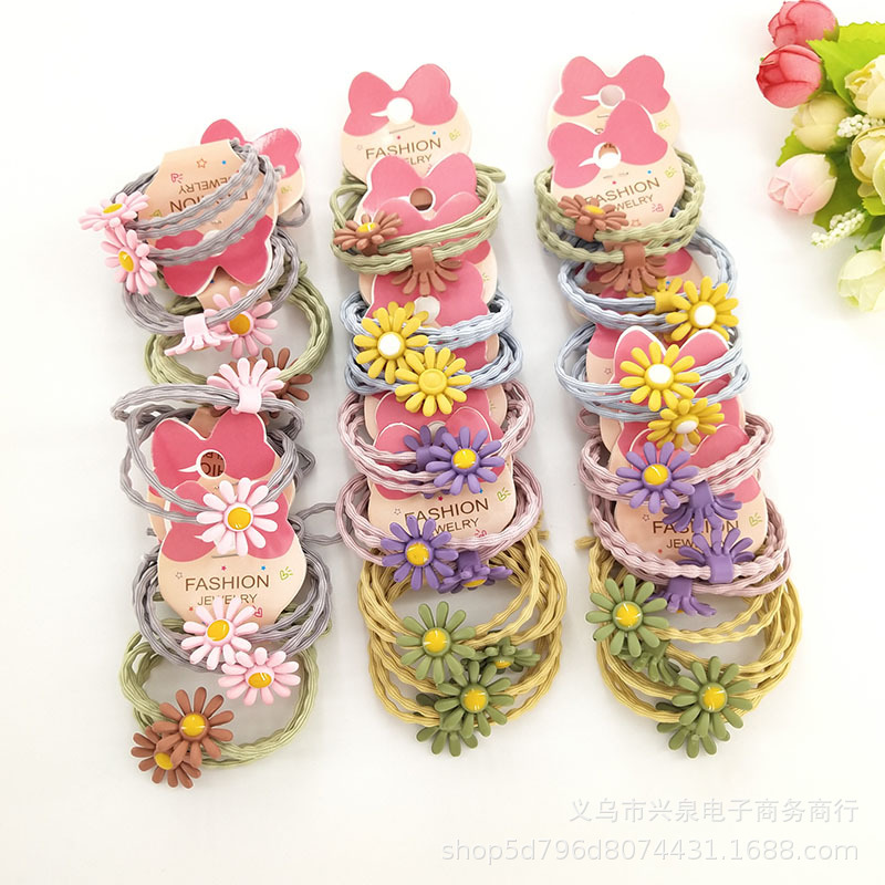 菊花头绳雏菊发绳女孩流行时尚卡通发圈头绳2根双股实惠儿童发绳