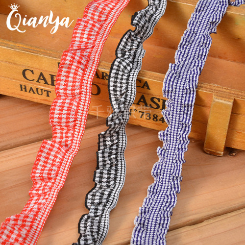 2. 5cm Unilateral Bilateral Plaid Fungus Wrist Strap Ornament Lace Ribbon Elastic Band Swimsuit Clothing Accessories