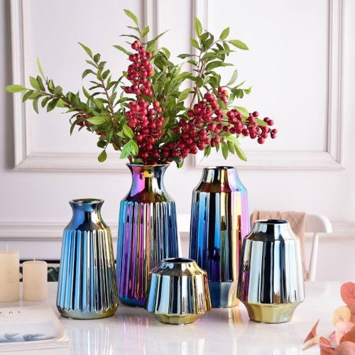 colorful pattern creative workshop five-piece boutique decorative vase decoration ceramic vase