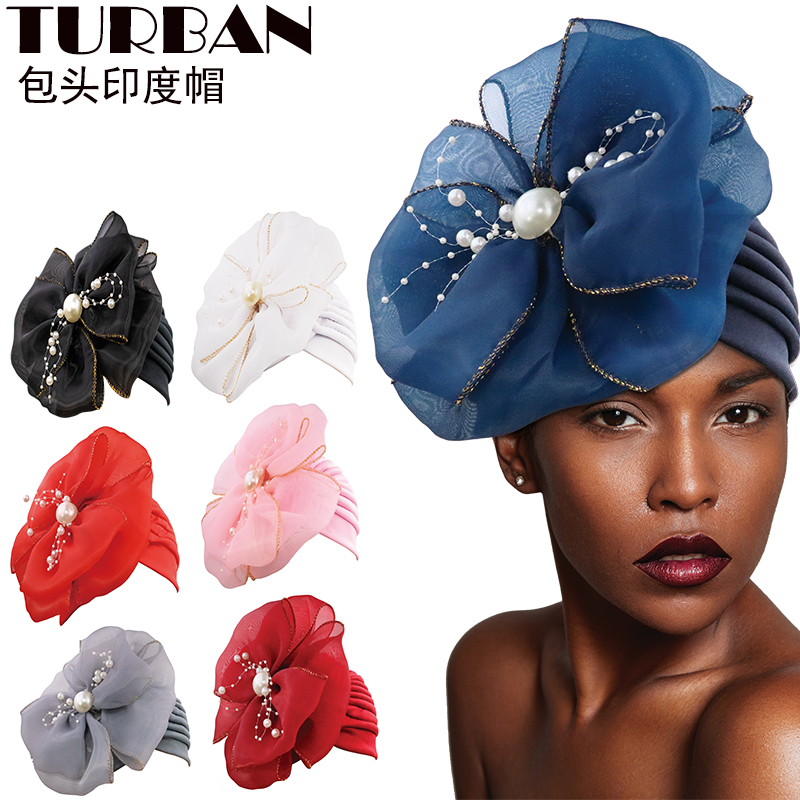 花朵印度帽 包头帽 穆斯林头巾帽子月子帽 瑜伽帽