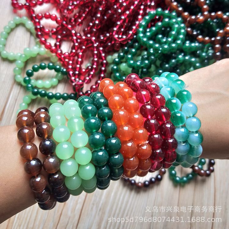 玻璃手链 手串 仿玛瑙手链 一元饰品 地摊庙会热销货源