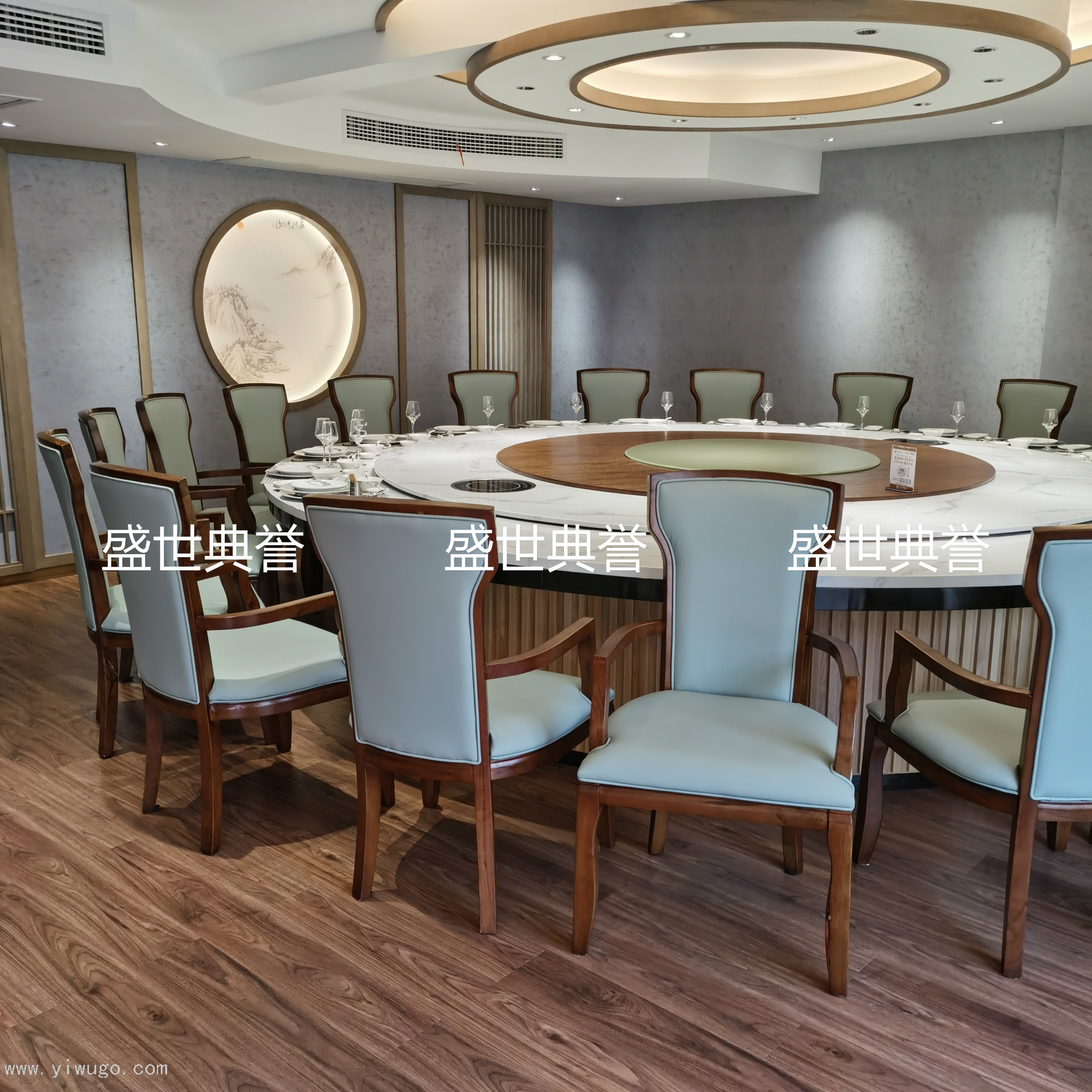 长沙国际五星级酒店实木餐桌椅会所豪华包厢新中式实木椅