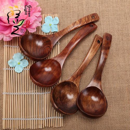Green Light Factory Direct Sales Japanese Small Soup Spoon Wooden Hot Pot Spoon Wooden Vintage Spoon Wholesale Customizable Tableware