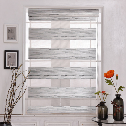 Factory Direct Sales Spot Supply Woven Shading Double-Layer Shading Soft Gauze Curtain Half Shade Home Louver Curtain