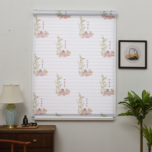 chinese printed curtain soft gauze curtain bamboo newspaper safe shading venetian blinds bedroom living room curtain finished products can be customized
