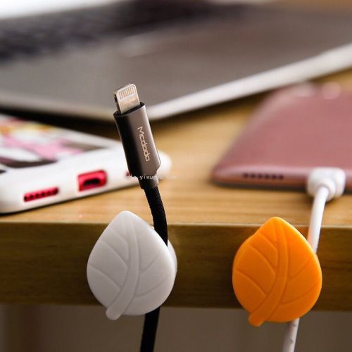 Leaf-Shaped Silicone Cable Clamp， Desktop Wire Holder， Hub， Cord Manager （4 Pack）
