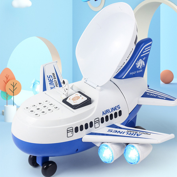 跨境新品飞机运钞ATM机指纹密码存钱罐人脸识别ATM机儿童圣诞礼品