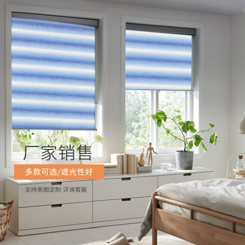 Factory Spot Wholesale Bathroom Kitchen Louver Shutter Manual Lifting Roller Shutter Engineering Sunshade Curtain Double Layer curtain