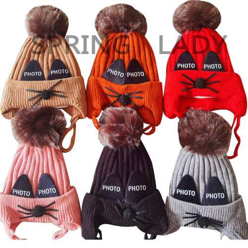 Spring Lady Wool Knitted Autumn and Winter Hat Cold-Proof Warm Male and Female Baby Cartoon Hat Cute Hat Children Hat