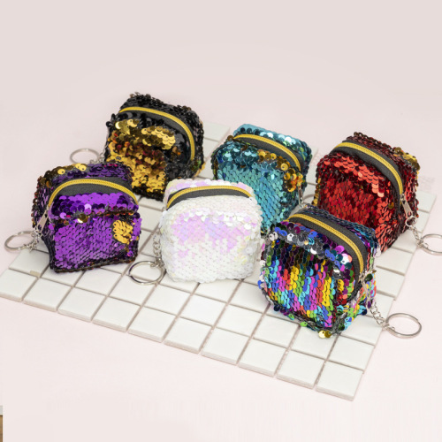 children‘s coin bag two-color three-dimensional sequined coin purse women‘s mini wallet storage small bag