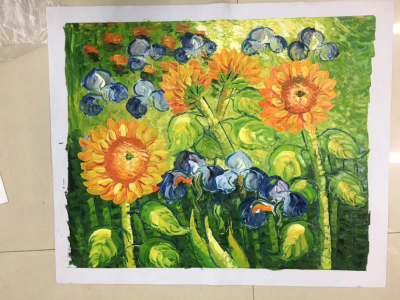 Pure Hand Drawing Sunflower Thick Color Living Room Corridor Aisle Study and Bedroom Oil Painting with Painting