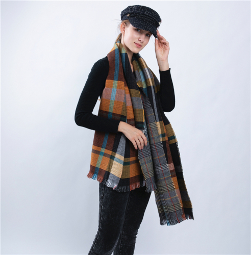 korean style all-match british style plaid scarf fashionable autumn and winter double-sided cashmere-like warm scarf women‘s dual-use shawl