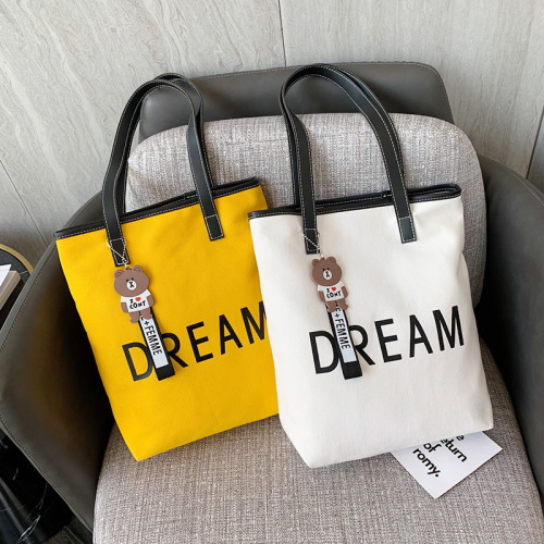european and american style canvas bag shoulder bag women‘s bag alphabet cartoon fashion large capacity tote bag