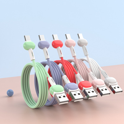 Liquid TPE Macarons Data Line Type-c Applicable Android iPhone Apple Liquid Silicone Fast Charge Line 3A