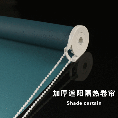 Blackout Customized Dark Green Thickened Solid Color Office School roller Shutter Curtain Lifting Pull Beads Shading Insulated 