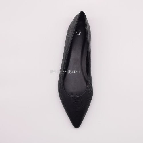 New Women‘s Shoes Pointed Toe Pu Artificial Leather Black Snakeskin Pattern Flat Shoes Wanwan Style Shoes Size 36-41