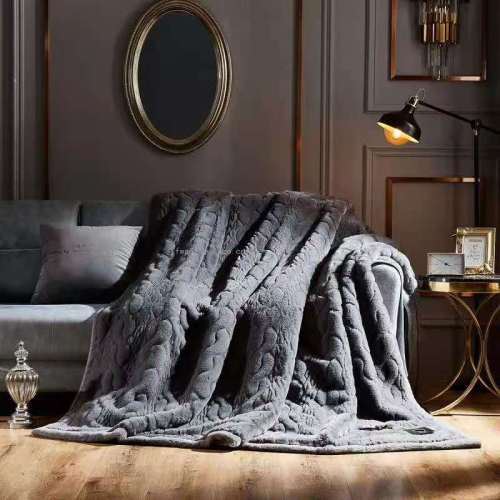 2022 new fur blanket solid color embossed blanket laschel blanket water ripple blanket wedding blanket