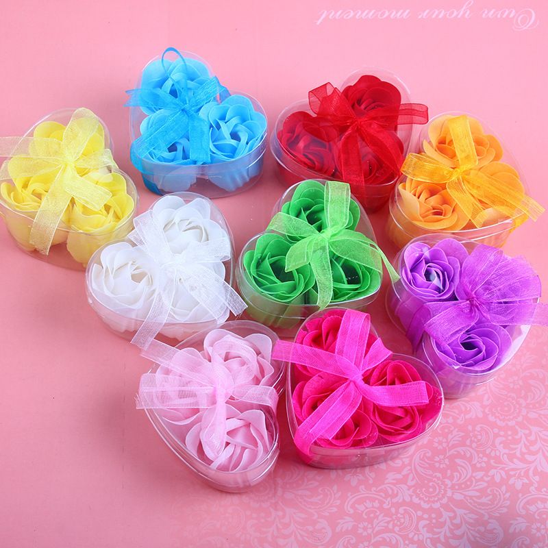 3朵pvc礼盒装香皂花活动赠品情人节小礼品肥皂玫瑰花礼盒