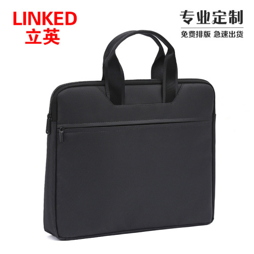 men‘s briefcase solid color simple office business trip clutch large capacity horizontal multi-function computer bag wholesale