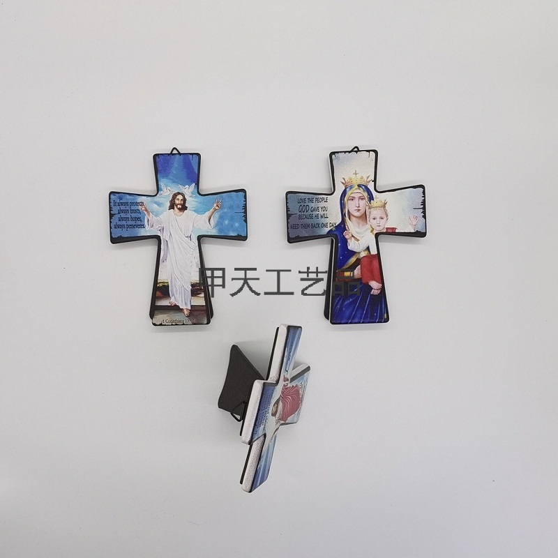 宗教用品十字架装饰画画框基督教桌面摆件挂件挂画可定制图案