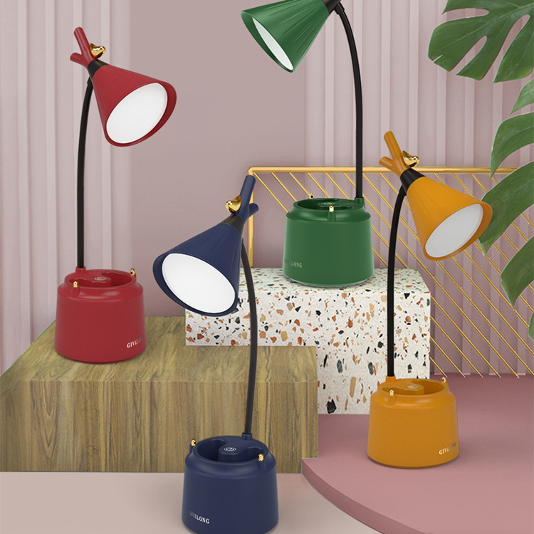 森林鸟台灯LED三档触摸多功能笔筒支架台灯跨境新品台灯