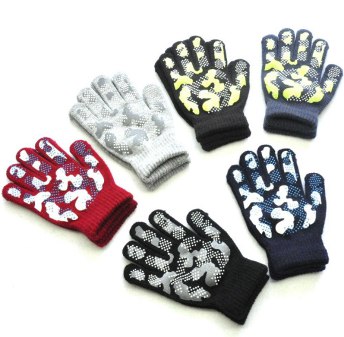 cross-border new children‘s gloves offset printing camouflage five-finger outdoor gardening warm labor sports horizontal bar