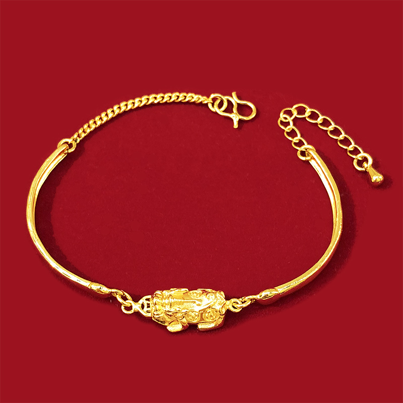 沙金手链女士批发黄铜镀24K仿黄金色真假时尚潮手串地摊跨境厂家