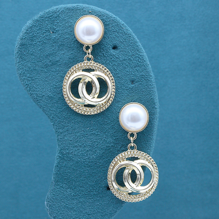 韩国s925耳环 冷淡风巴洛克宫廷风复古耳饰小香风双C珍珠网红耳钉