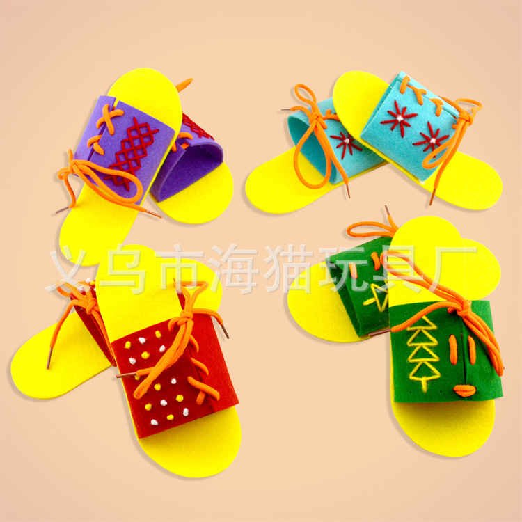 幼儿园生活区域区角玩具系鞋带玩教具儿童不织布手工diy材料包