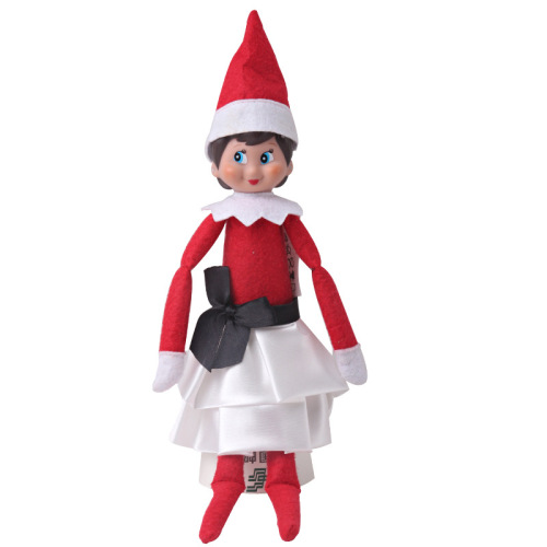 Cross-Border Hot Sale Christmas Bookshelf Elf Doll Clothes Three-Layer Cake White Black Edge Small Skirt Pre-Sale 
