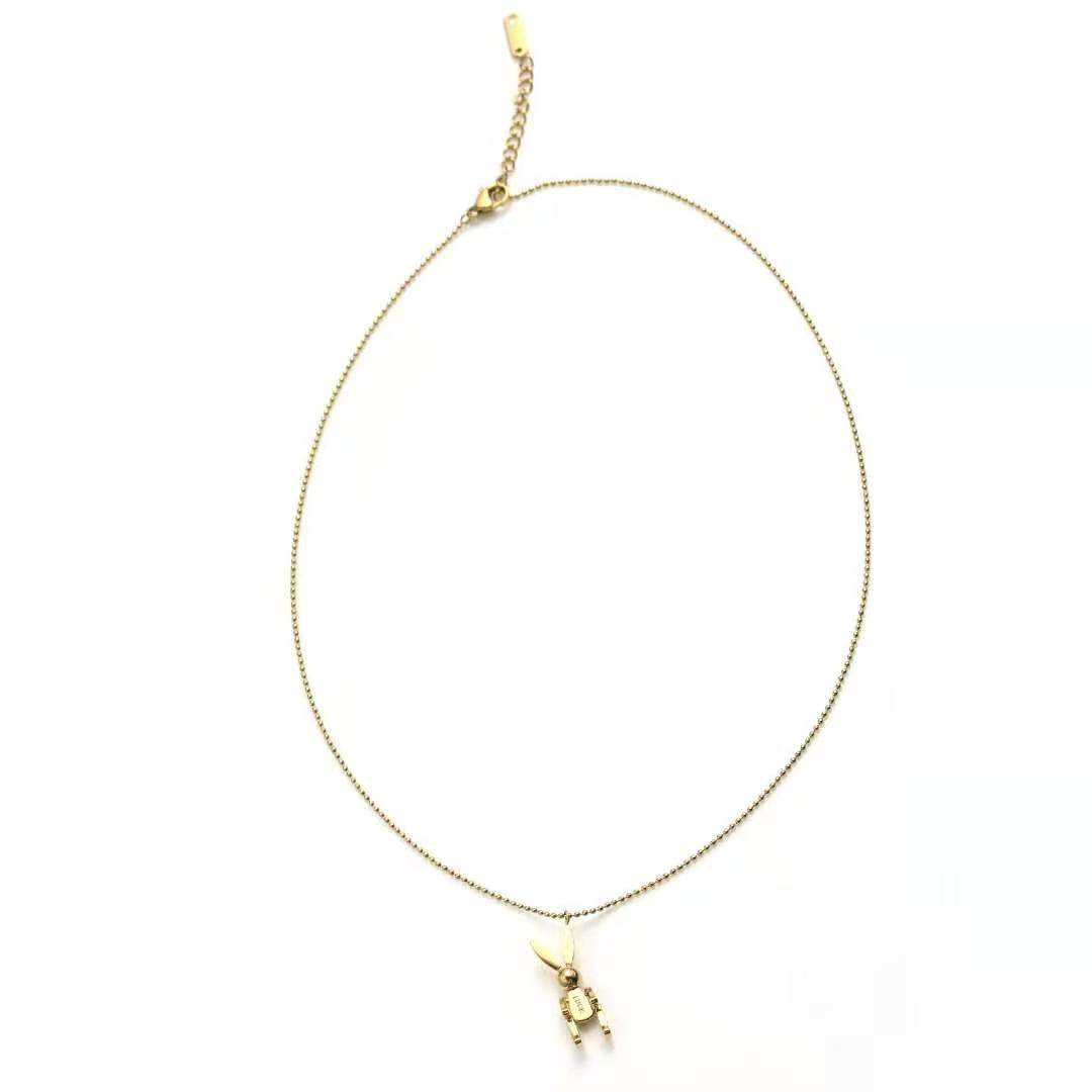 韩国东大门钛钢简约百搭兔子小动物项链女锁骨链