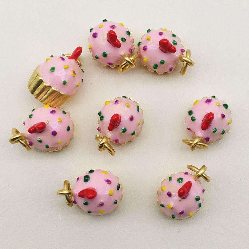 电镀首饰粉色diy配件项链发夹耳钉合金材料雪糕 小爱心