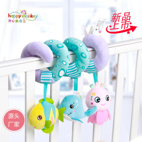Creative Style newborn Comfort Educational Baby Toys Multifunctional Detachable Plush Stroller Bed Winding Rattle Bed Bell 