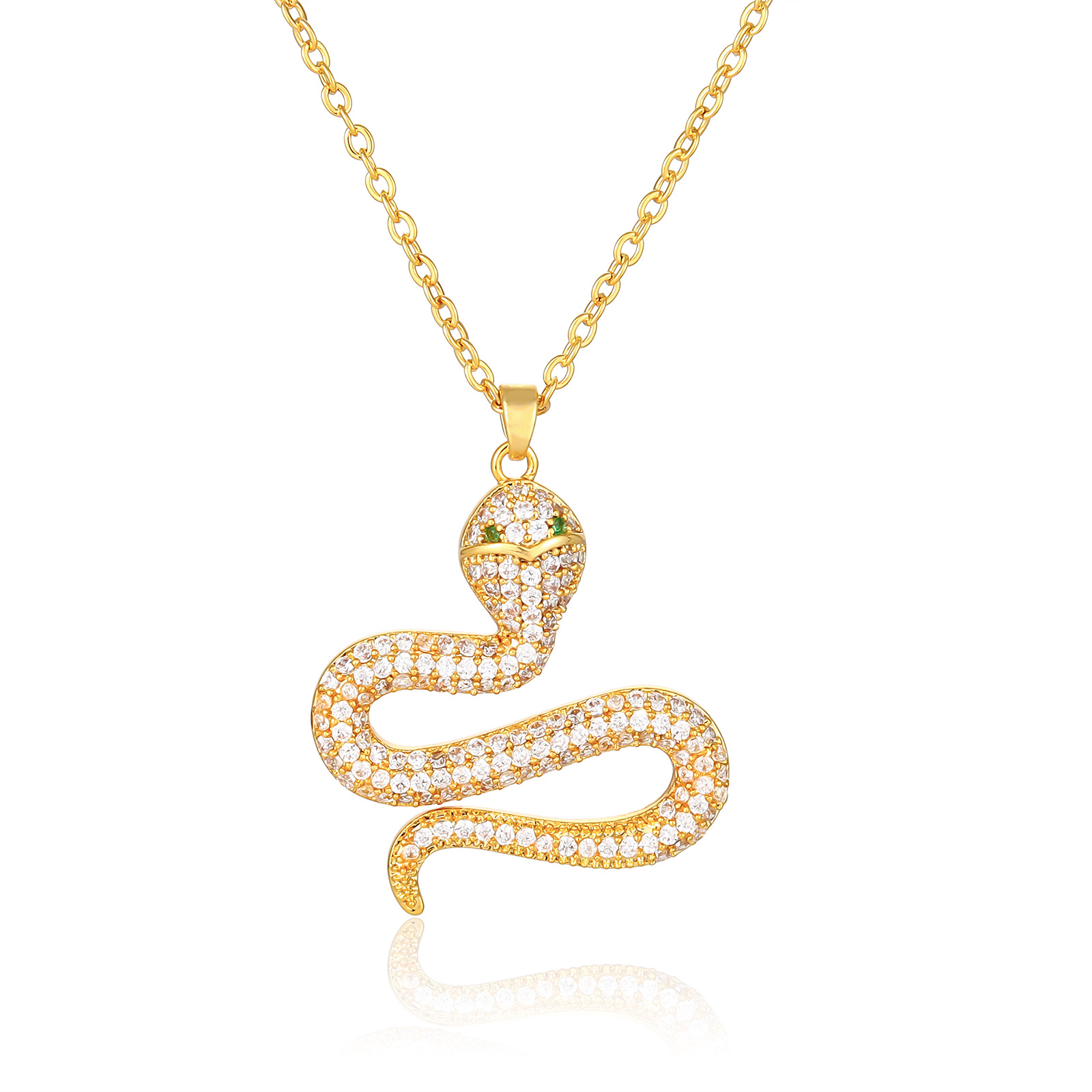 欧美个性经典蛇吊坠首饰  跨境热销 镀真金微镶锆石首饰项链